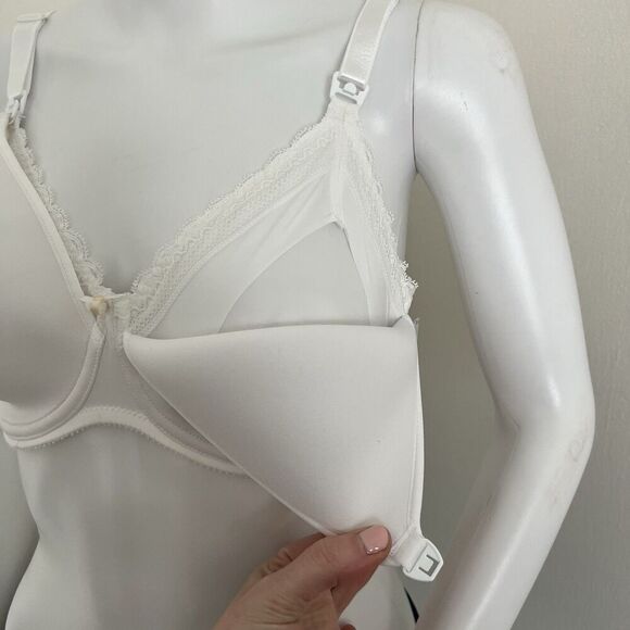 Chantelle Flexi Wire Bra Size 34 DD White Nursing Maternity Breastfeeding - Picture 3 of 9